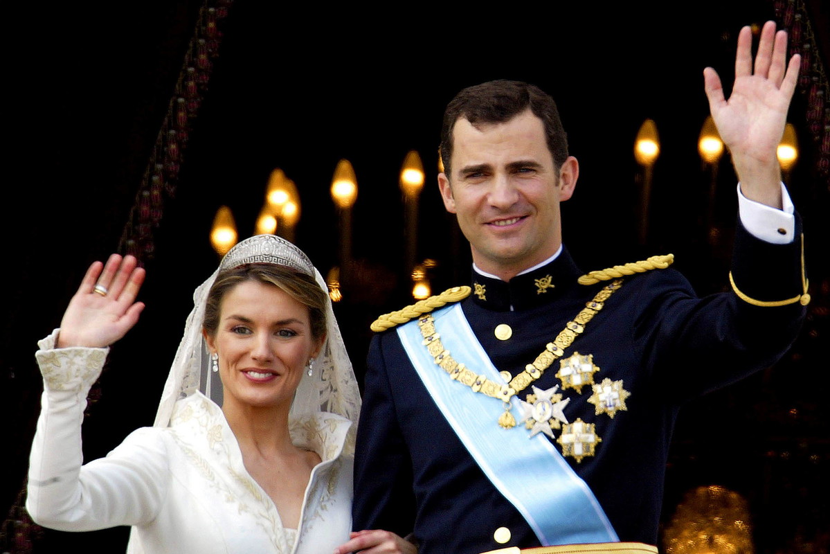 Książę Filip VI Burbon, księżniczka Letycja, Letizia Ortiz Rocasolano, ślub pary, Madryt, Hiszpania, 22.05.2004 rok