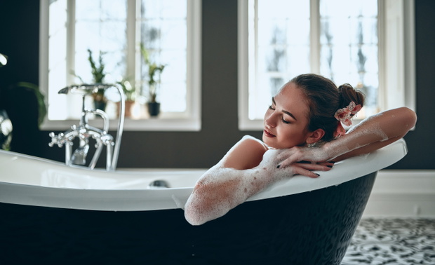 Woman in bathroom