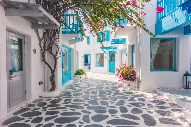 Beautiful architecture with santorini and greece style