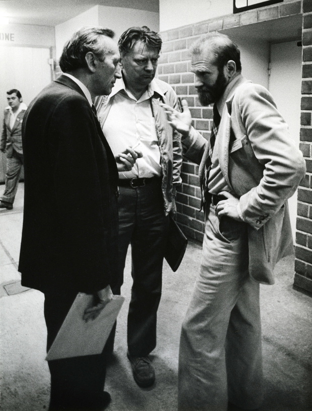 PRL, I Krajowy Zjazd Delegatow NSZZ Solidarnosc. Na zdjeciu od lewej Tadeusz Mazowiecki, Jan Olszewski, Bronislaw Geremek. Gdansk 1981fot. Slawek Bieganski/FORUM