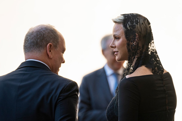 Prince Albert II and Princess Charlene arrive at the