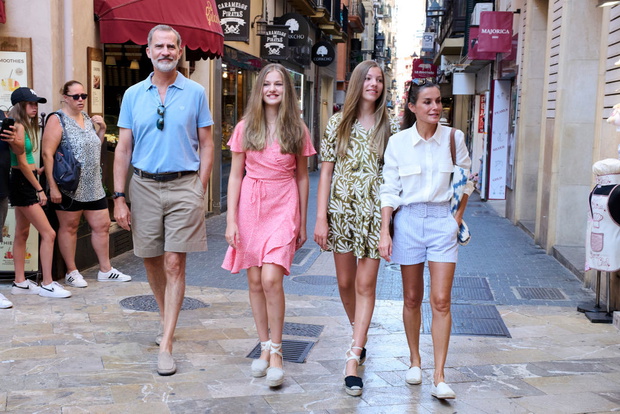 Spanish Royals Walk Through The Center Of Palma de Mallorca