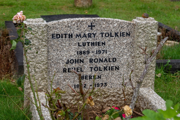 The final resting place of John Ronald Reuel Tolkien (Beren) and his wife, Edith Tolkien (Luthien), Wolvercote Cemetery, Oxford, Oxfordshire, UK.
