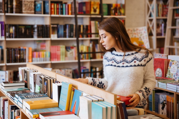 Woman in book shop
