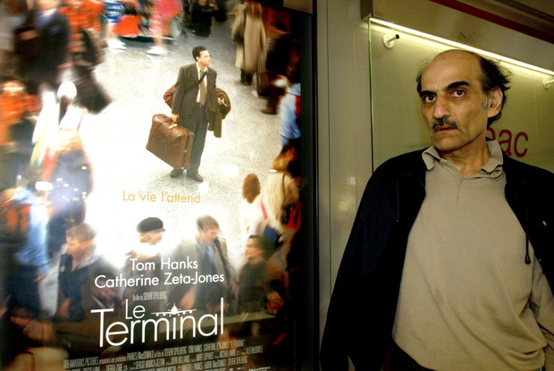 FOR RELEASE WITH FEATURE BC-FRANCE-TRAMP Merhan Karimi Nasseri poses in Paris Charles de Gaulle airport.