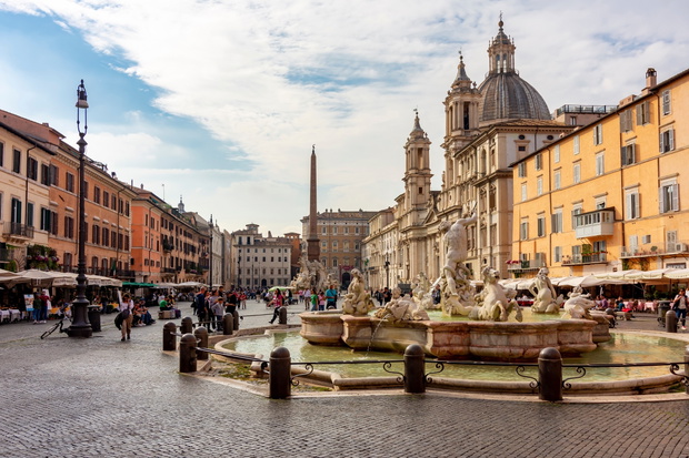 Rome, Italy - October 2022: Piazza Navona square in center of Ro