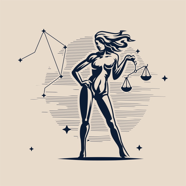 A woman is holding a scales.