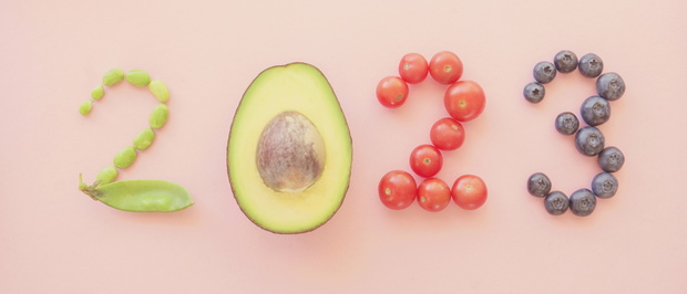 2023 made from healthy food, New year health resolution, diet go
