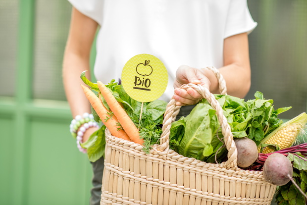 Bag with fresh vegetables