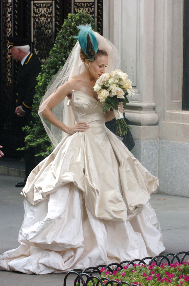 Sarah Jessica Parker in wedding dress at Filming of Sex And