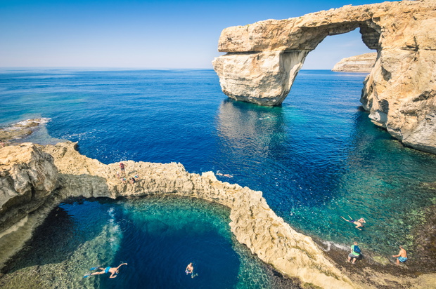 The world famous Azure Window in Gozo island - Mediterranean nat