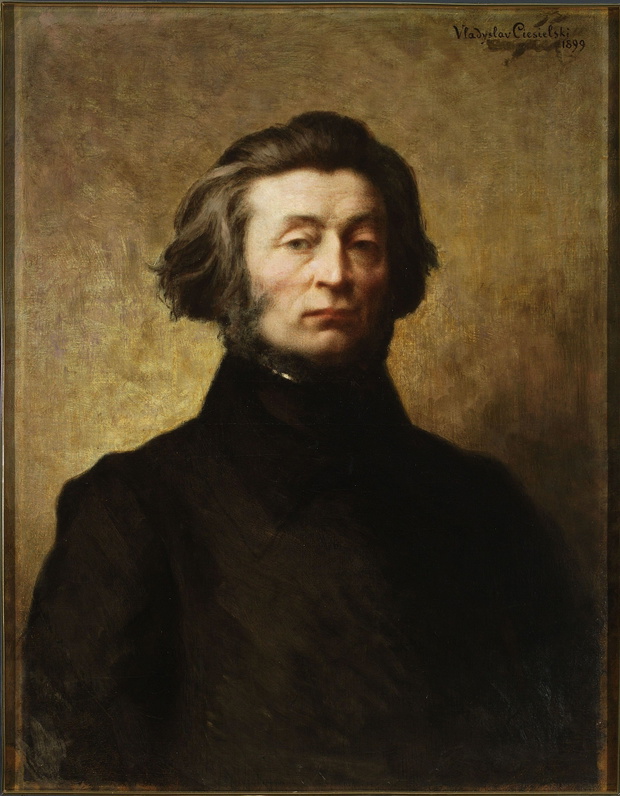 Portrait of Adam Mickiewicz. Ciesielski, Wladyslaw (1845-1901), painter