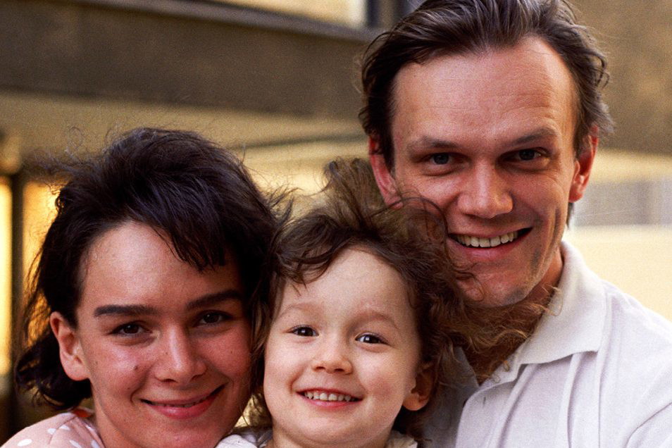 Cezary Pazura, Żaneta Pazura, Anastazja Pazura, kwiecień 1993 roku, Warszawa