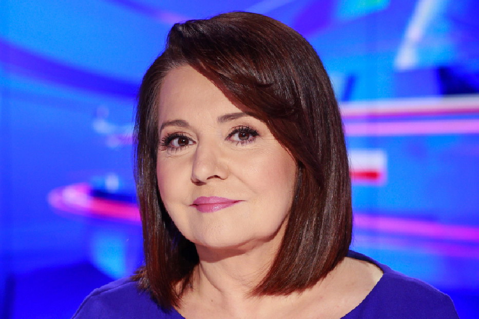 Danuta Holecka, plan programu „Wiadomości” TVP, Warszawa, 20.03.2019 rok