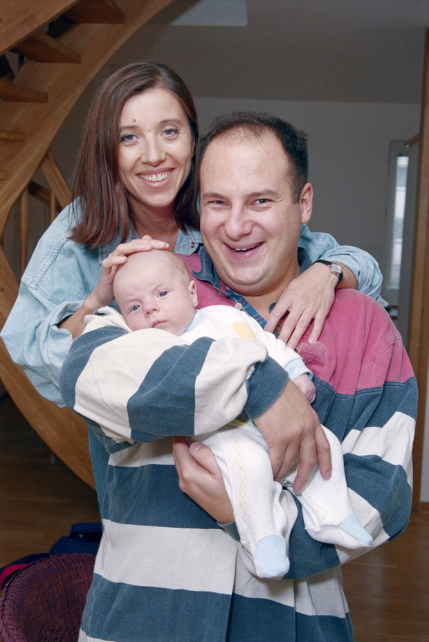Sleszynska i Gasowski z synkiem Kuba, 1995