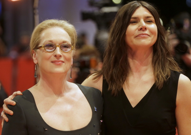 Jury President and actress Streep and jury member and Szumowska arrive for awards ceremony of the 66th Berlinale International Film Festival in Berlin