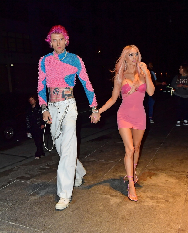 Megan Fox and Machine Gun Kelly match in Barbie pink as they step out for dinner in NYC!