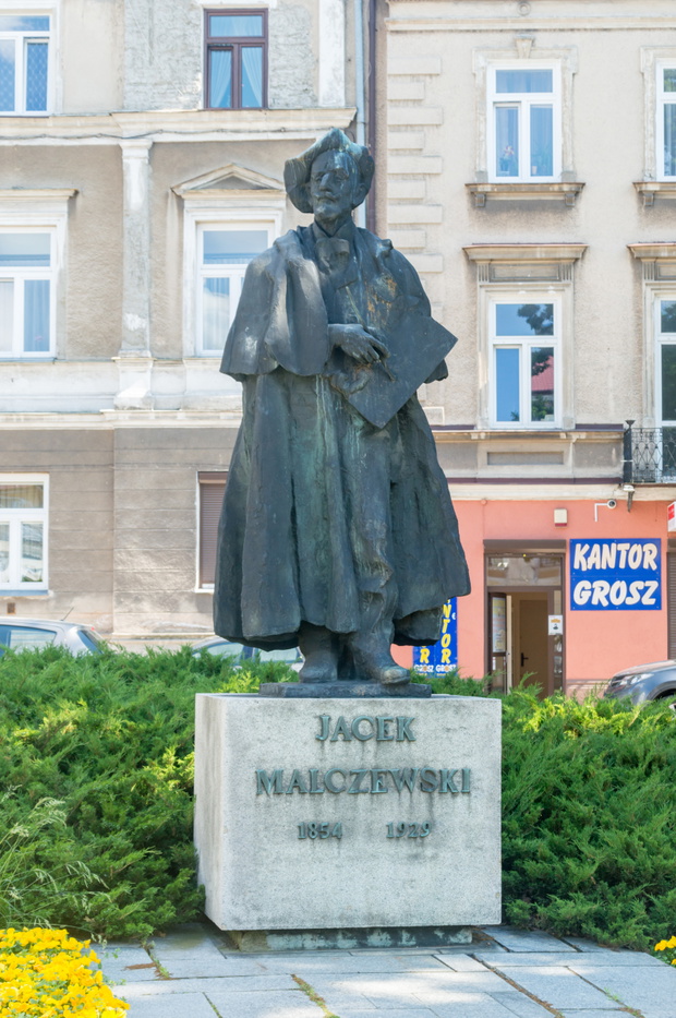 Radom, Poland - June 7, 2021: Monument to Jacek Malczewski, Polish symbolist painter who is one of the most revered painters of Poland.