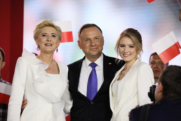 Andrzej Duda, Agata Kornhauser-Duda, Kinga Duda, Pułtusk, 12.07.2020.