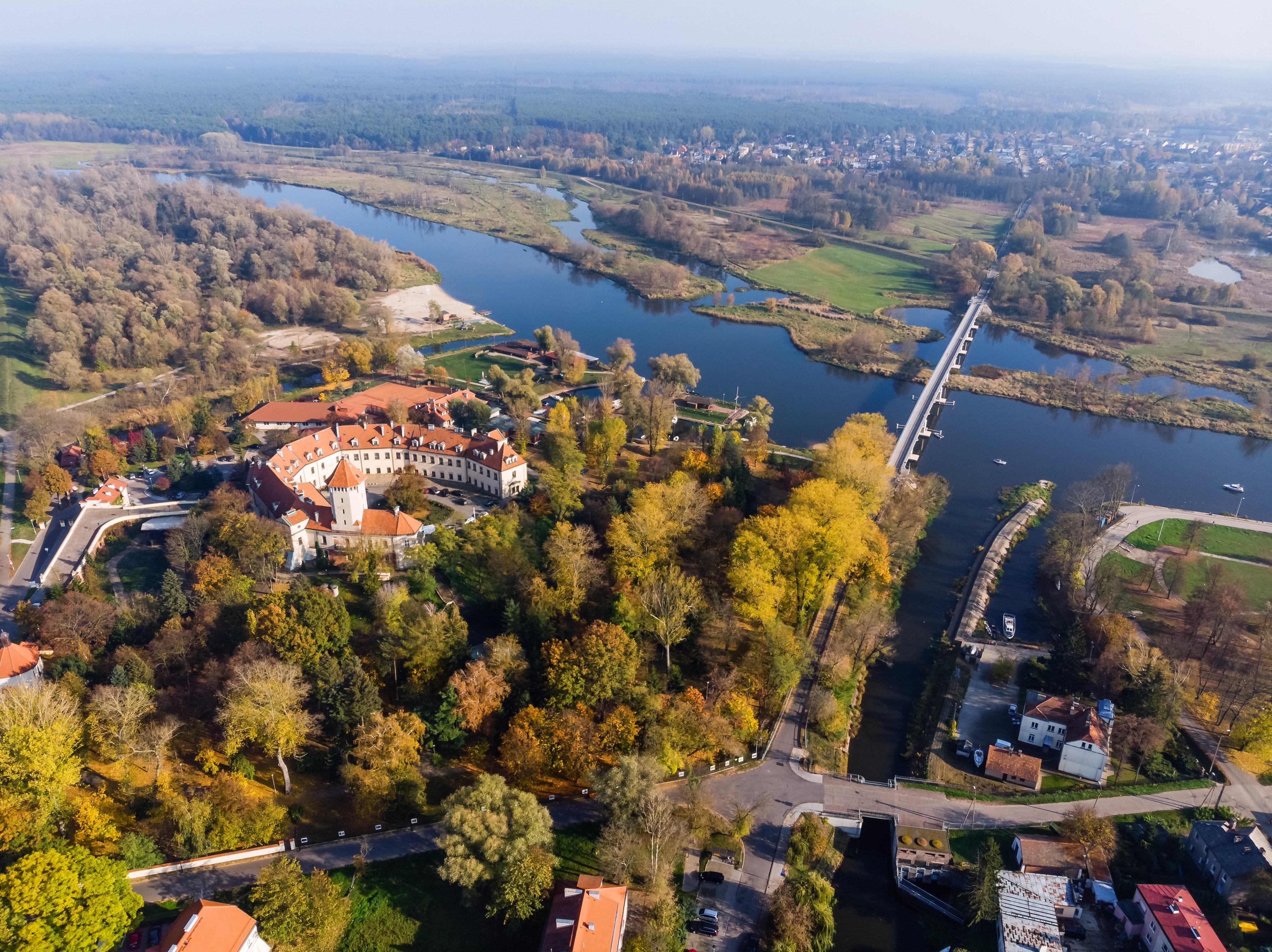 Pułtusk, widok na miasto z lotu ptaka