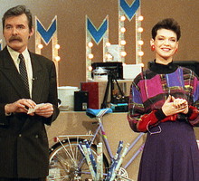 jamniki nowe -Wojciech Pijanowski i Magda Masny Warszawa, 10.1992. Teleturniej "Kolo Fortuny"