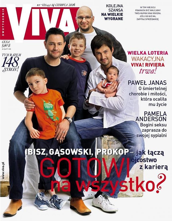 Piotr Gąsowski, Marcin Prokop i Krzysztof Ibisz z dziećmi na okładce magazynu Viva!