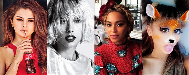 Selena Gomez, Taylor Swift, Ariana Grande, Beyonce, Instagram