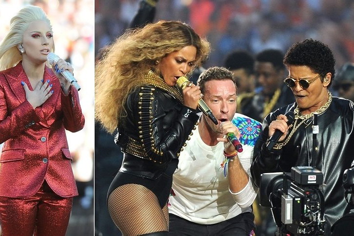 Lady Gaga, Beyonce, Chris Martin, Bruno Mars