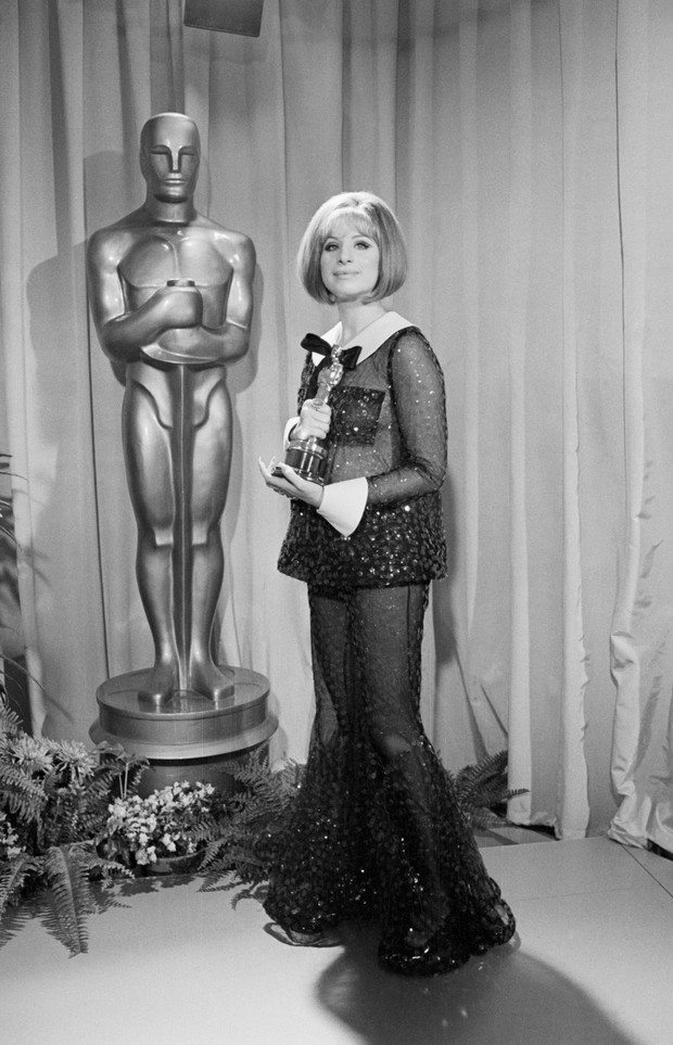 Barbra Streisand with an Oscar