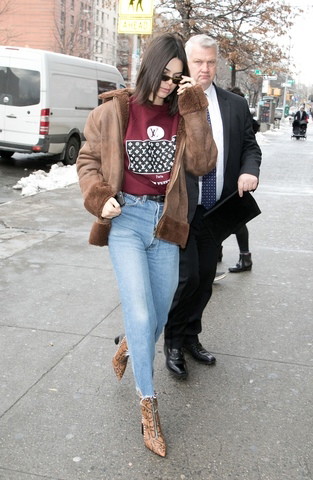 Kendall Jenner is seen arriving at the Alexanda Wang fashion show in Harlem for rehearsals