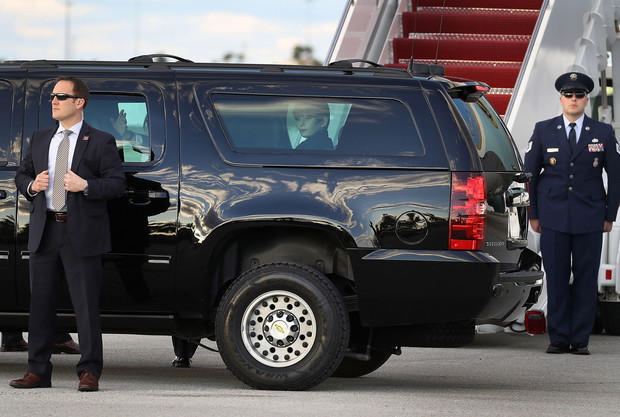 President Trump Arrives In Florida For Weekend At Mar-A-Lago Estate