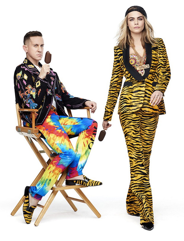 Cara Delevingne (Ambassadrice de Magnum 2017) pose avec Jeremy Scott (Directeur artistique de la marque Moschino) pour la nouvelle campagne des glaces Magnum