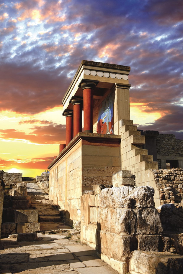 Arthur Evans reconstruction of the Nouth Propylaeum Knossos Minoan archaeological site, Crete
