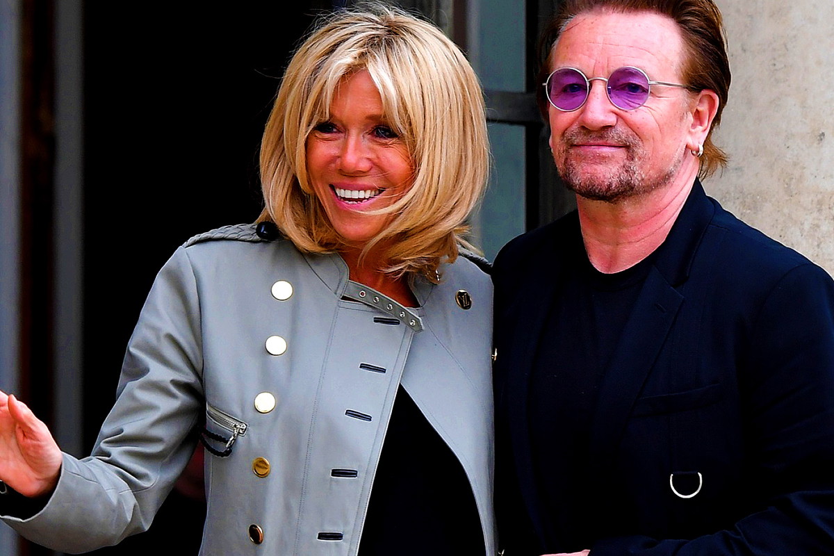 Brigitte Macron, Bono, Brigitte Macron przyjmuje Bono w Paryżu