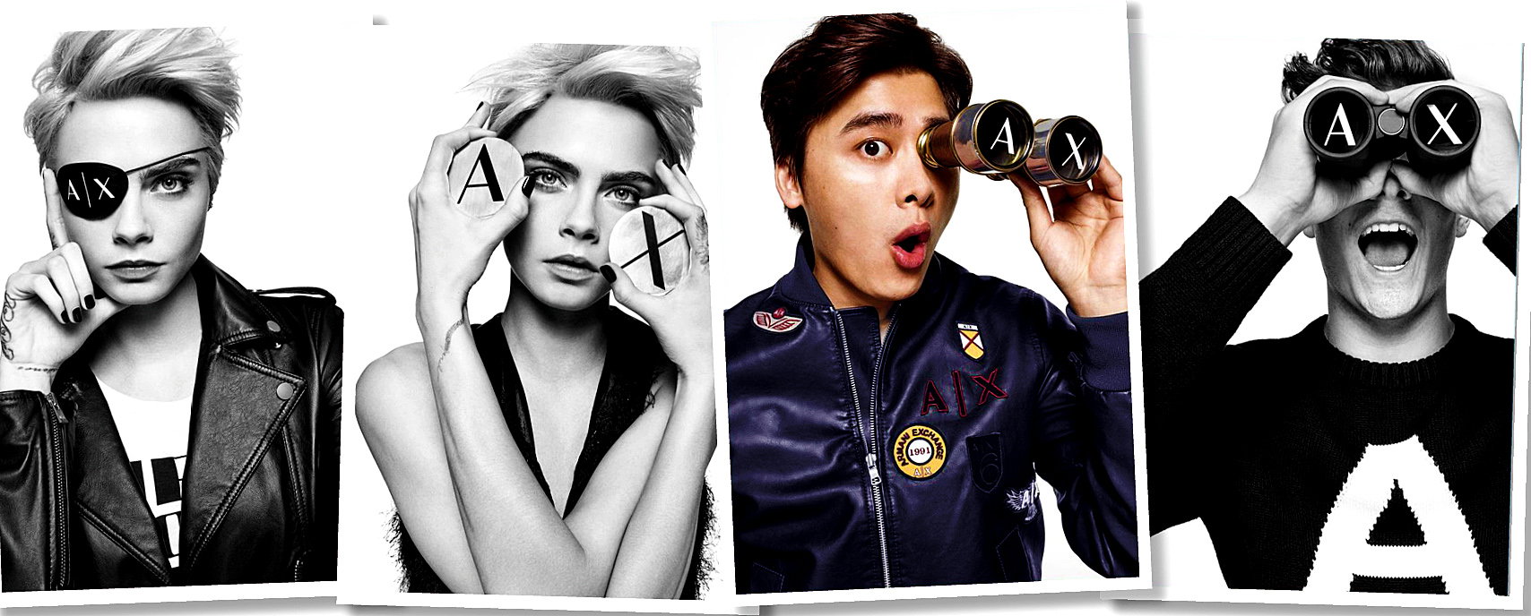 Cara Delevingne, Martin Garrix, Li Yifeng, Armani Exchange jesień/zima 2017/2018