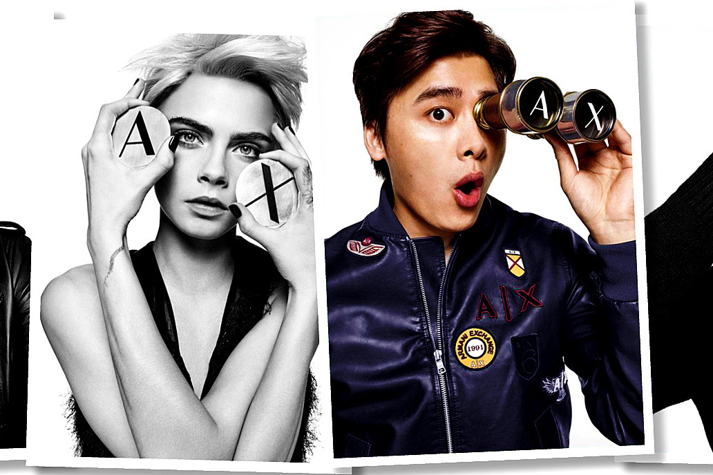 Cara Delevingne, Martin Garrix, Li Yifeng, Armani Exchange jesień/zima 2017/2018