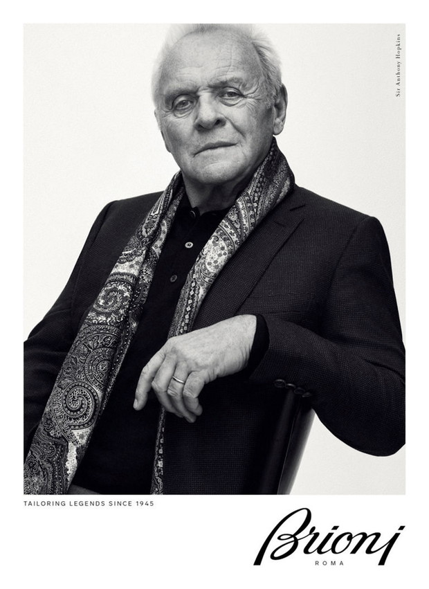 Sir Anthony Hopkins pose pour la campagne publicitaire de "Brioni " ‡ New YorkSir Anthony Hopkins pose pour la campagne publicitaire de "Brioni " ‡ Rome