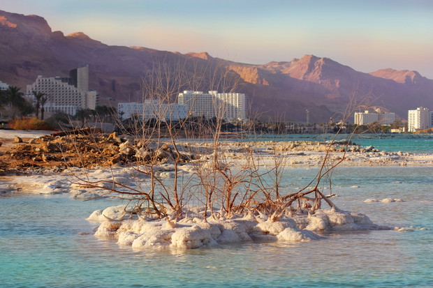 deposits of mineral salts, Dead Sea, Israel