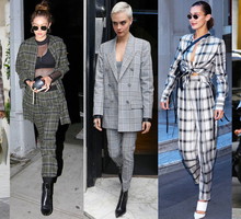 Trendy na jesień 2017 krata total look, stylizacje gwiazd