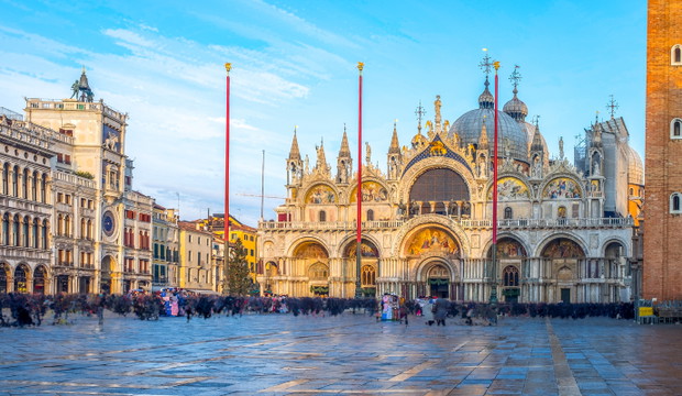 San Marco square with Campanile and San Marco's Basilica. The main square of the old town. Venice, Veneto Italy.