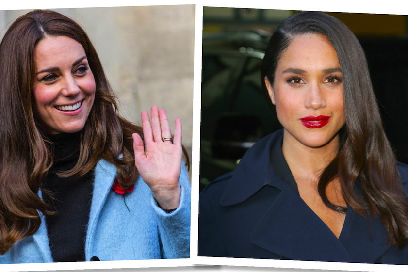 Księżna Kate i Meghan Markle w płaszczach tej samej marki Sentaler