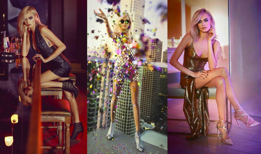 Cara Delevingne reklamuje najnowszą kolekcję butów Jimmy Choo