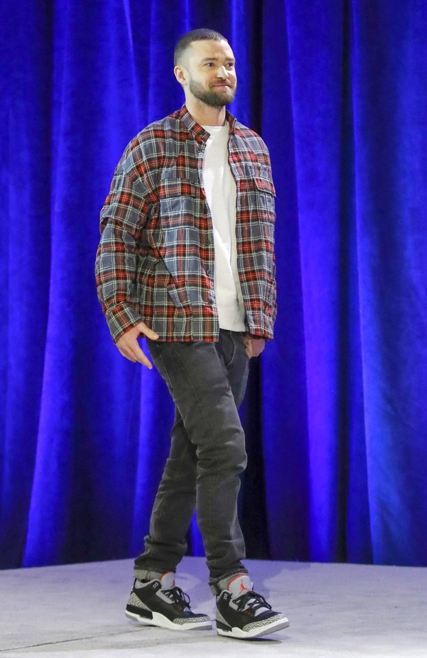 Justin Timberlake na konferencji przed SuperBowl