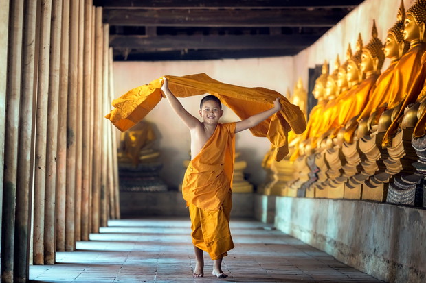 Buddhism novices are playing and relaxing