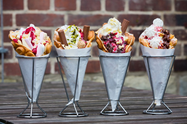 Vier verschiedene Bubble Waffle