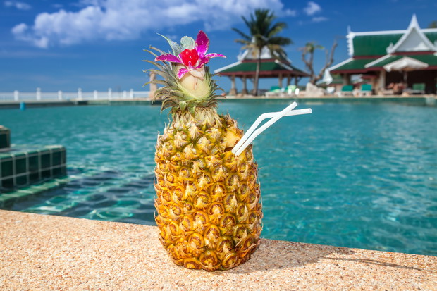 Pineapple cocktail at the swimming pool