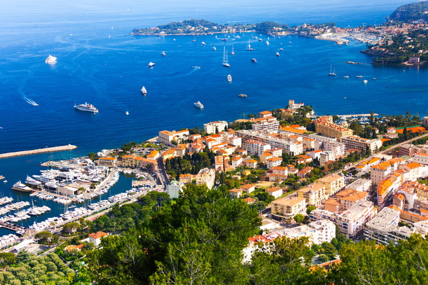 Houses and port in Nice city, France