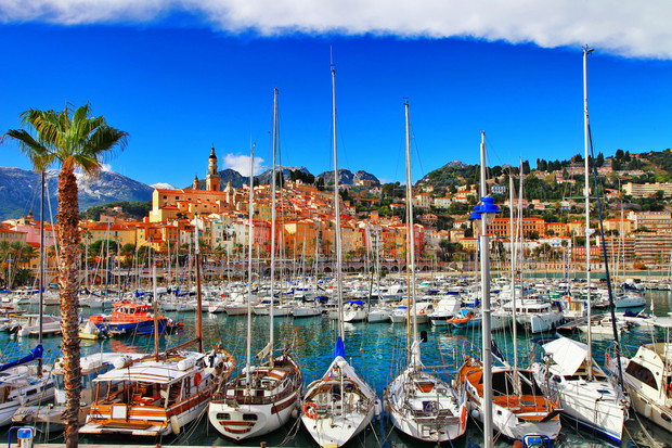 Menton - colorful port town, border France- Italy