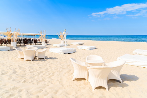 Cafe bar on Jurata beach, Baltic Sea, Poland