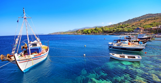 Yachts in the bay island of Zakynthos. Greece.
